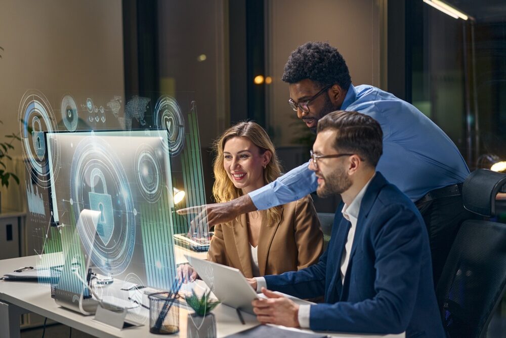 Team working with data and technology